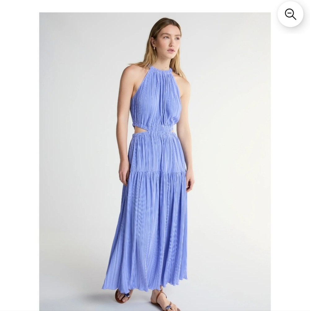 Scoop Plisse Halter Maxi Dress w/ Pockets Size L